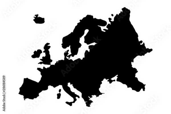 Obraz Mapa Europy sylwetka wektor ilustracja