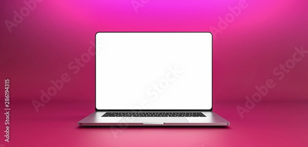 Obraz Laptop template isolated on pink background. Mockup.