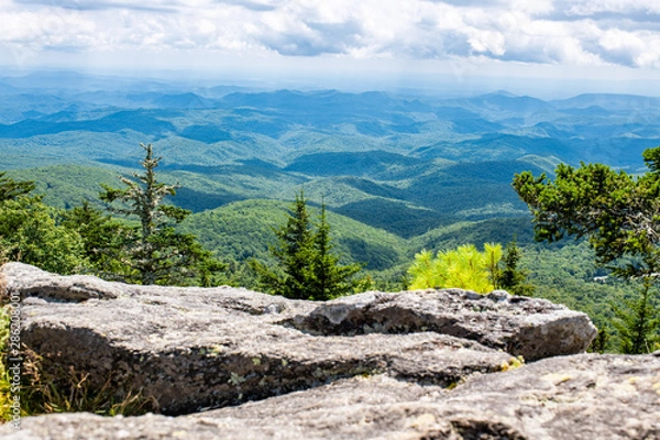 Fototapeta The view from Grandfather Mountain in Western North Carolina near Boone, Linville, and Blowing Rock