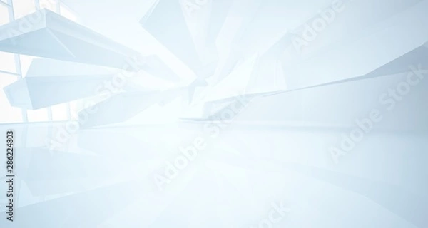 Fototapeta Abstract white interior with window. 3D illustration and rendering.