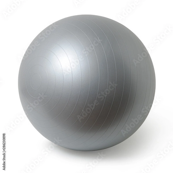Obraz Close up of an silver fitness ball isolated on white background