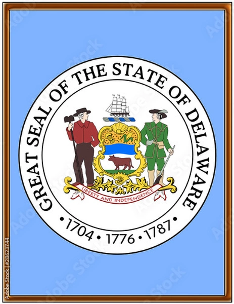 Obraz USA state delaware seal emblem coat