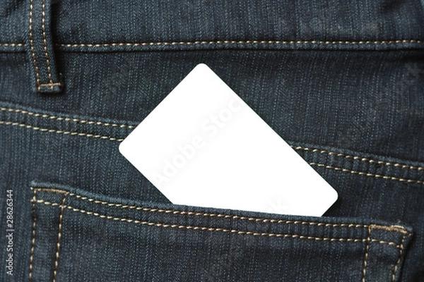 Obraz Blank card in the back pocket of jeans