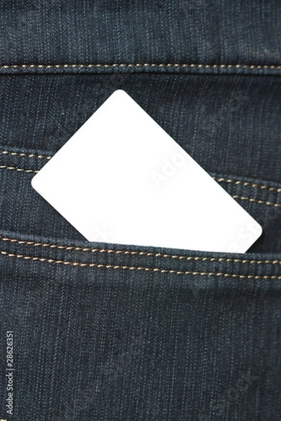 Obraz Blank card in the back pocket of jeans