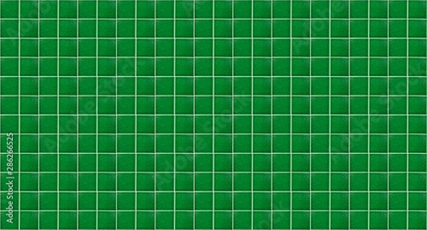 Fototapeta Green glossy square ceramic tile texture background. Green tiles wall.