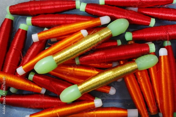 Obraz hand loom silk sarees weaving process thread color