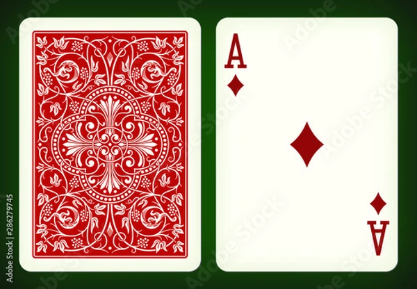 Obraz Ace of diamonds - playing cards vector illustration