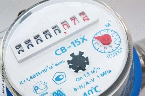 Obraz Счетчик холодной воды крупным планом