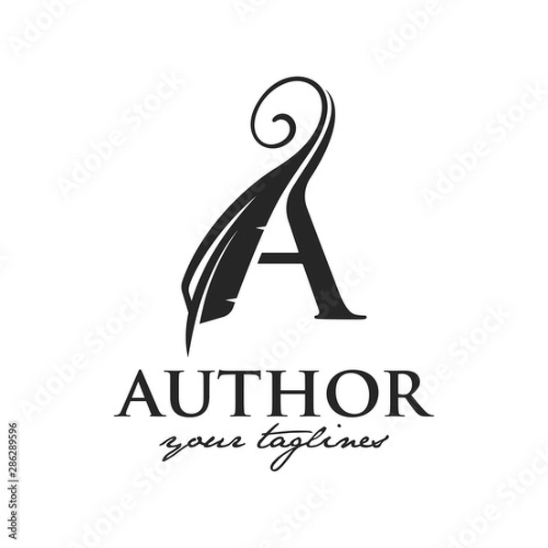 Fototapeta vector logo of the "A" monogram with feathers