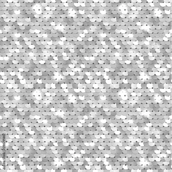 Fototapeta Seamless silver texture of fabric with sequins