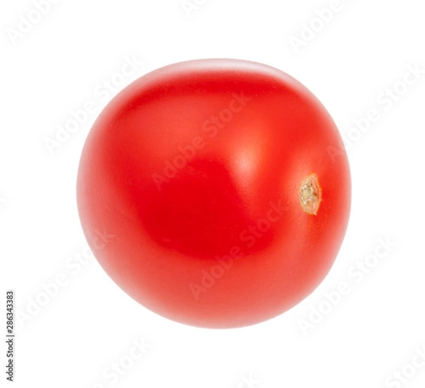 Fototapeta single little fresh red cherry tomato isolated