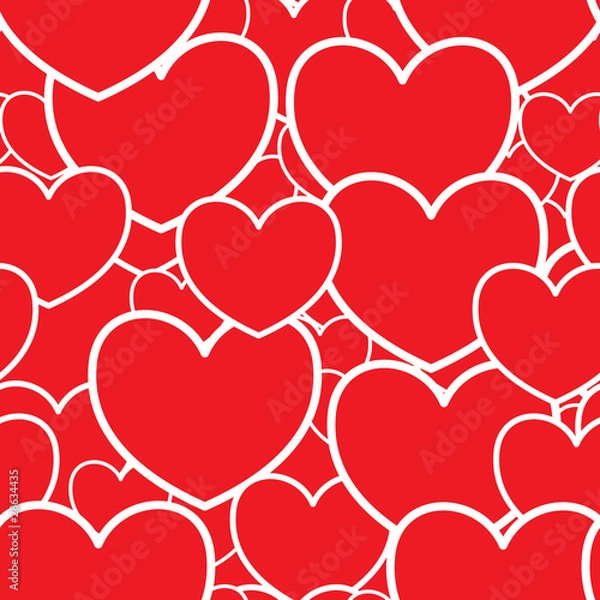 Fototapeta Abstract red background with hearts