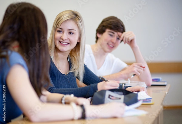 Obraz glückliche interessierte Studentin