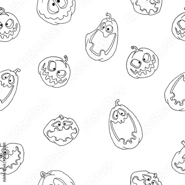 Obraz Halloween pumpkin set seamless pattern