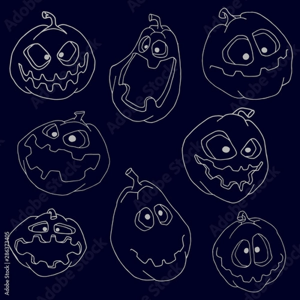 Obraz Hand drawn pumpkin set for halloween
