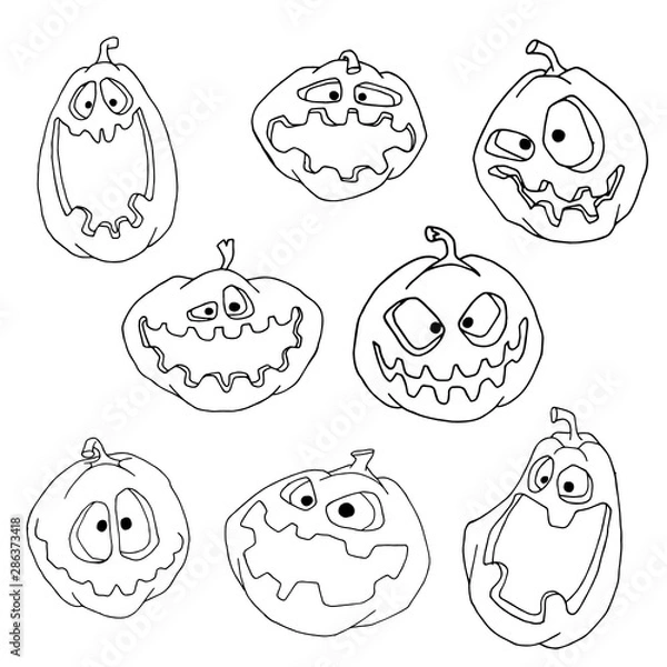 Obraz Hand drawn pumpkin set for halloween