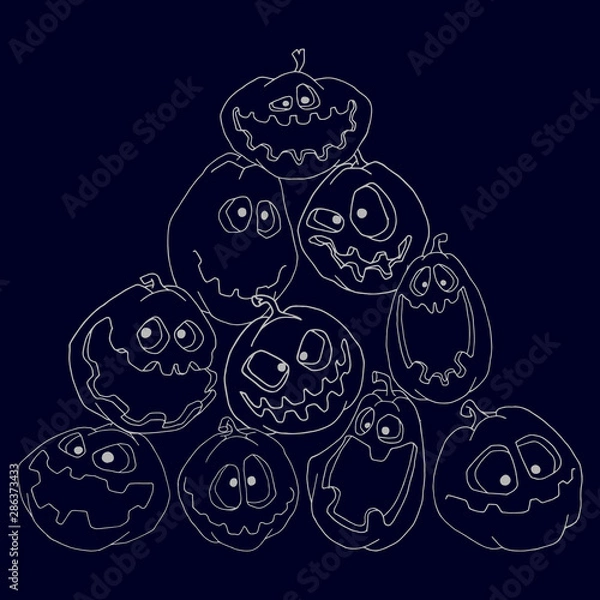 Obraz Hand drawn pumpkin set for halloween