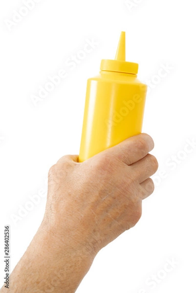 Obraz hand holding plastic ketchup box