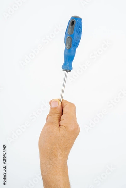 Obraz man hand holding screwdriver