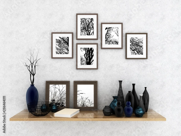 Obraz the decor in the interior (3d rendering)