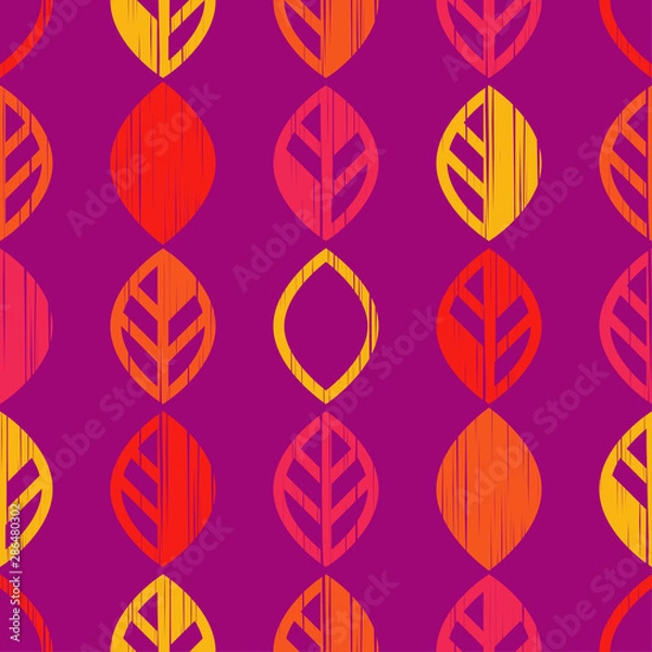 Fototapeta Seamless background with decorative Autumn leaves. Beautiful park. Vector illustration. Can be used for wallpaper, textile, invitation card, wrapping, web page background.
