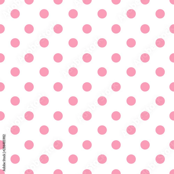 Obraz Pink and white seamless polka dot pattern vector