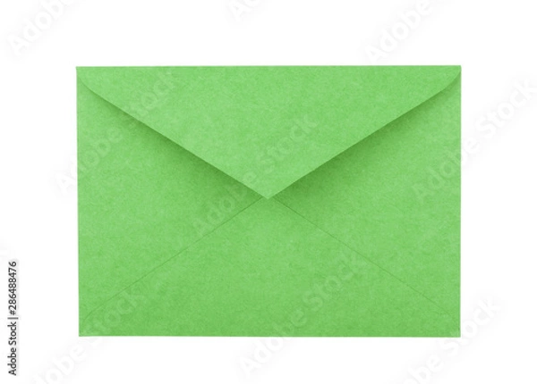 Fototapeta Green Open Envelope Isolated on White Background.
