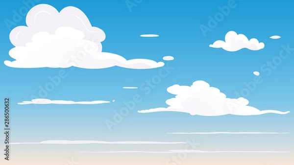Fototapeta  Landscape blue sky and white clouds on sunny day.Sky and cloud background.cartoon sky concetp.Vector illustration