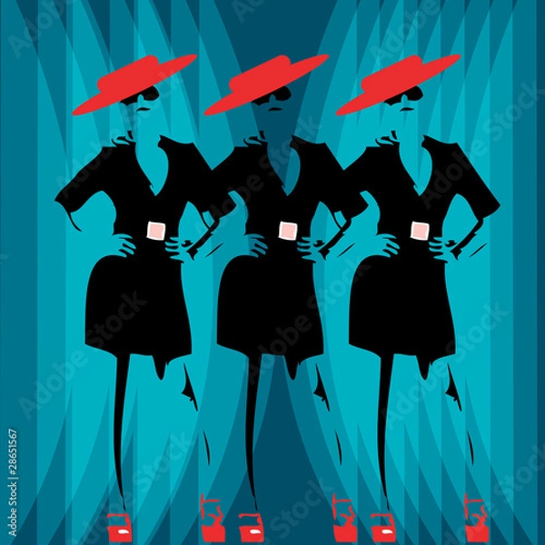 Obraz Three girls on a scene