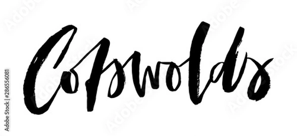 Fototapeta Cotswolds. Vector ragged brush lettering element. Cotswolds area name for posters, cards, maps and travel guides. Graffiti style. Isolated black and white text.
