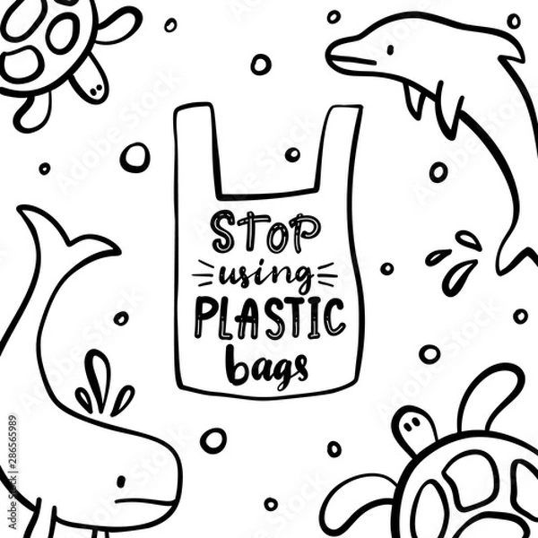 Fototapeta Stop using plastic bags.