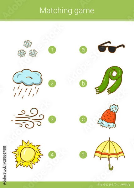 Fototapeta Vector matching game.