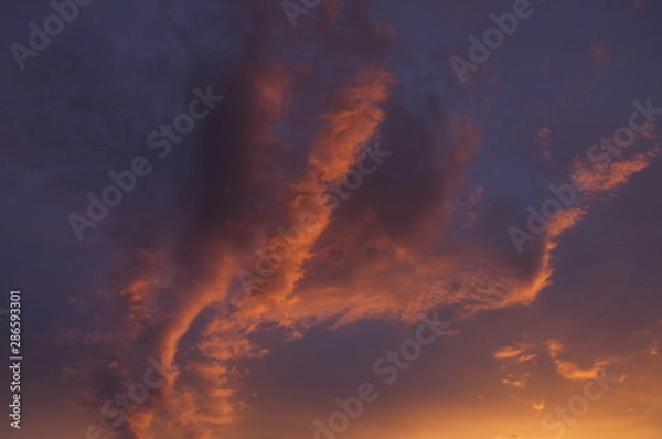 Fototapeta Clouds at sunset, South of Meeteetse, Wyoming on Highway 120