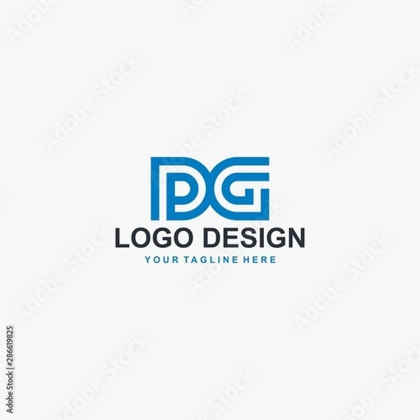 Fototapeta Letter PG logo design vector, type DG logo design, monogram logo design. Outline type vector icon.