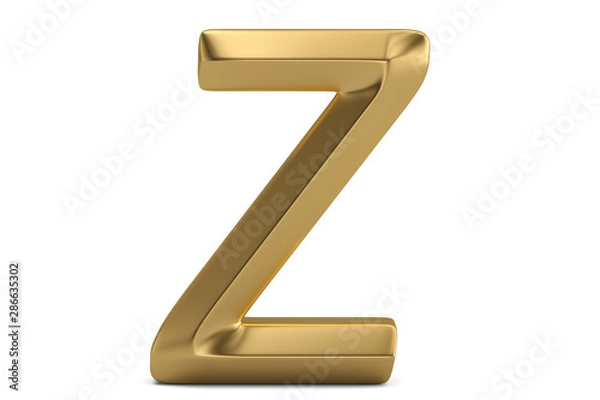 Fototapeta Golden 3D alphabet isolated on white background. 3D illustration.