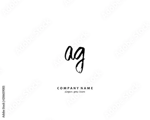 Fototapeta AG Initial handwriting logo vector	