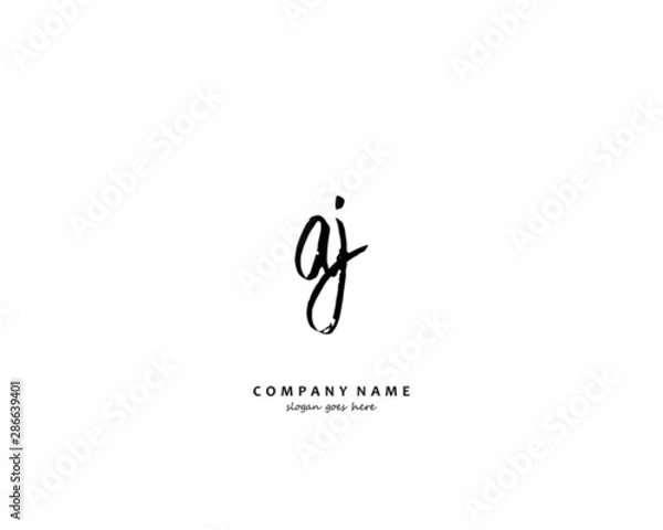 Fototapeta AJ Initial handwriting logo vector	