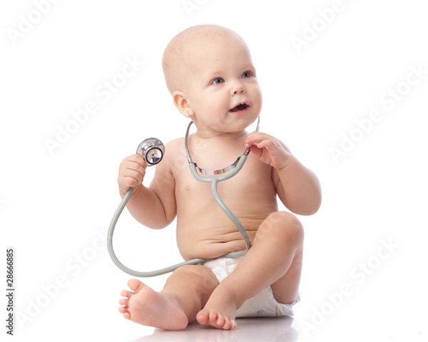 Obraz Baby with stethoscope.