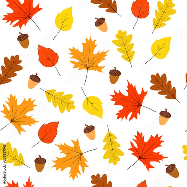Fototapeta Seamless vector pattern of autumn icon symbols