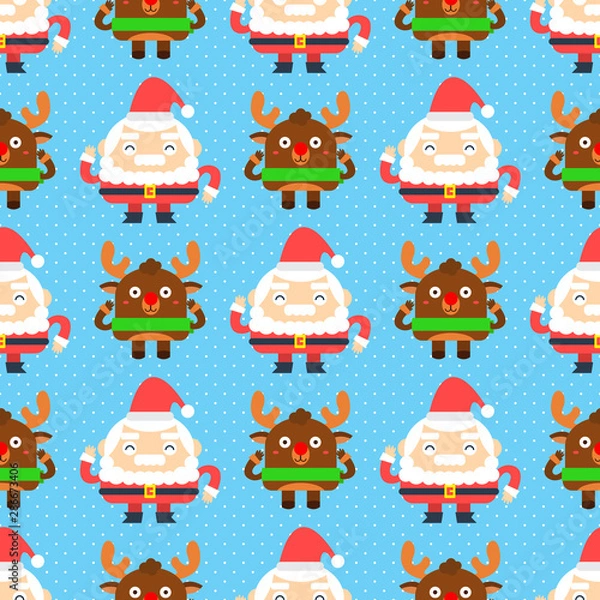 Obraz Santa Claus and reindeer seamless background.