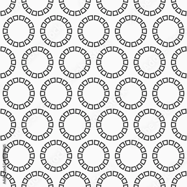 Fototapeta Abstract seamless pattern of repeating round ornaments isolated on white background.