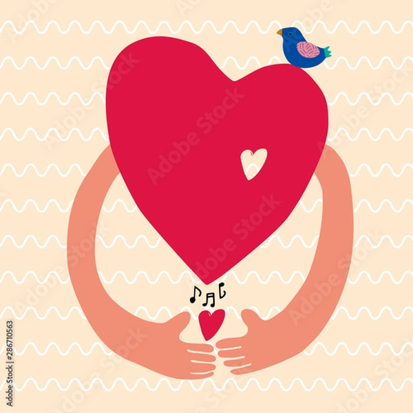 Obraz a big heart and a small heart 大きいハートと小さいハート