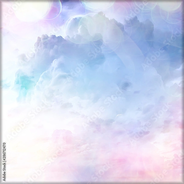 Fototapeta abstract pink colored background / blurred multicolored clouds, spring background