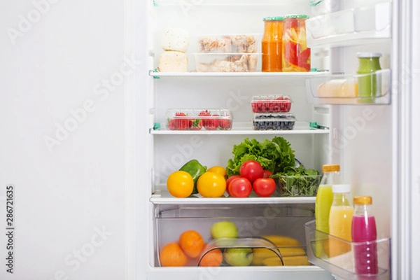 Obraz refrigerator with different healthy food