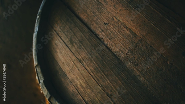 Obraz Old barrel background, cask close up