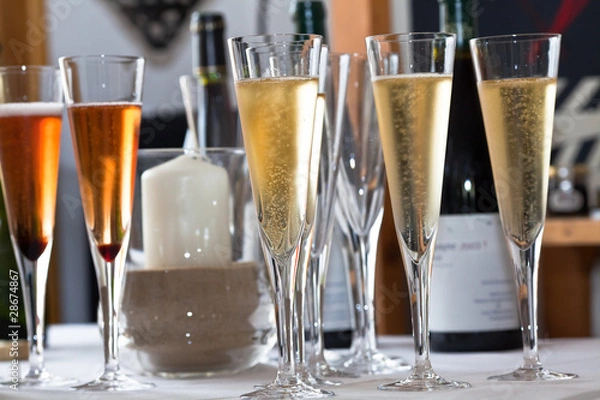 Obraz champagne and red wine