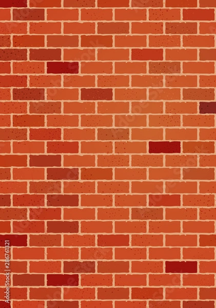 Fototapeta Vector illustration, brick wall background, in red and terracotta colors.