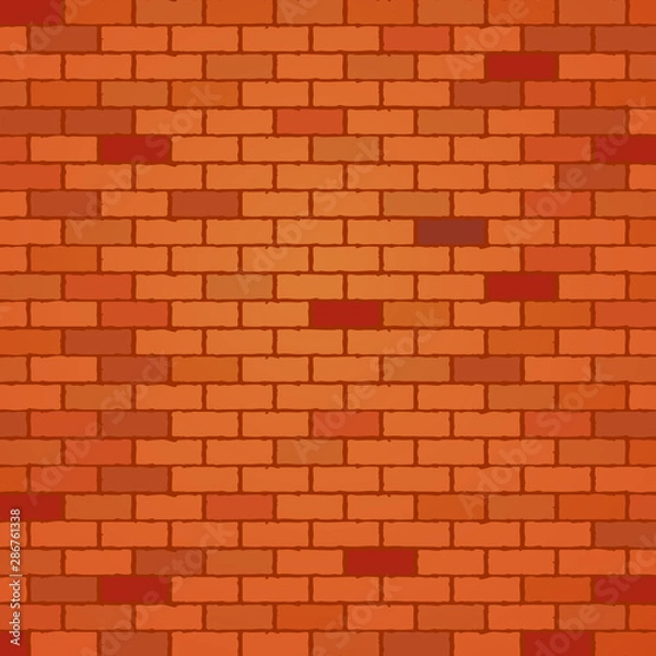 Fototapeta Vector illustration, brick wall background, in red and terracotta colors.