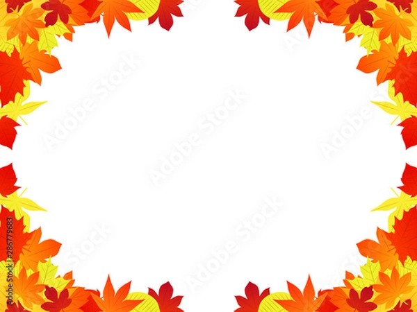 Fototapeta 秋の落ち葉のイラスト背景