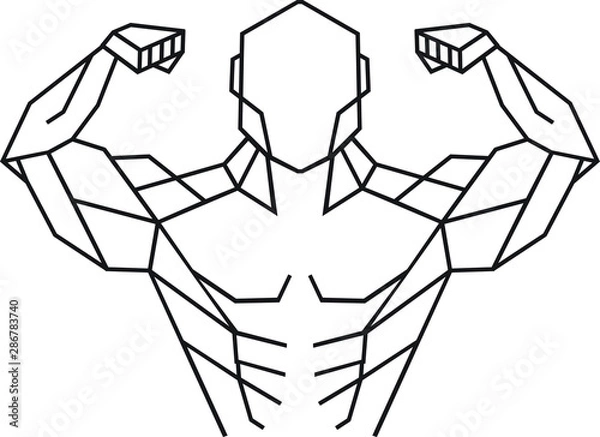 Obraz Strong Man Flexing. Abstract. Vector Image.